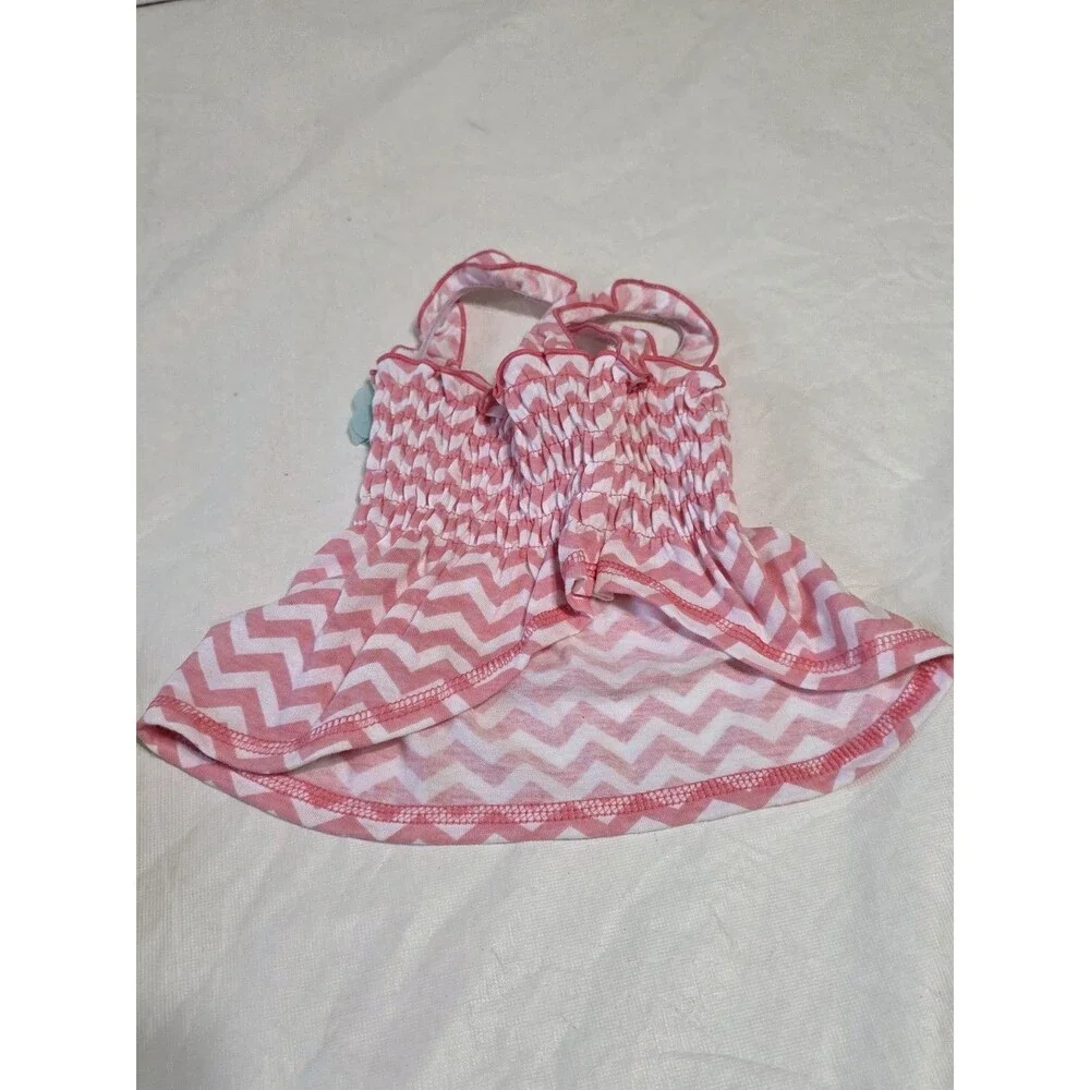 Glamour Bone Pink\White Zigzag Dog Sundress Size Small
